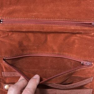 Vintage Lancôme Suede w velvet lining make up - jewelry bag